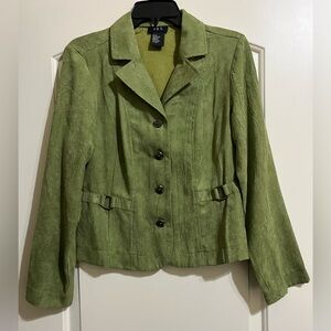 RQT Women’s Green Faux Suede Button Up Jacket Size Small